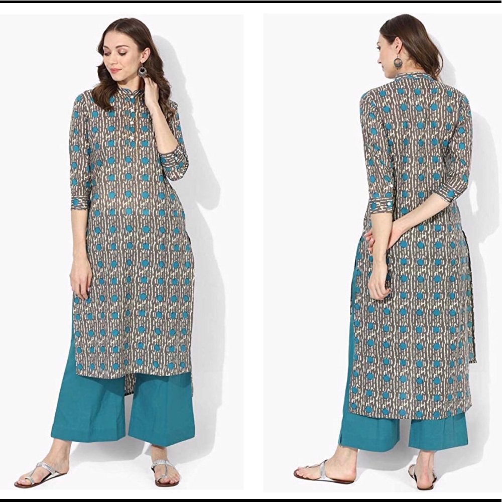 Tunic Top Kurta With Palazzo Pant Two Piece Set